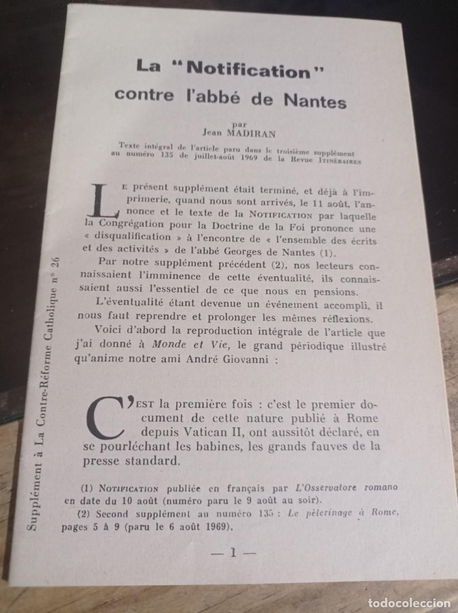 Otros Art&iacute;culos de Coleccionismo en Papel: FOLLETO EN FRANC&Eacute;S LA NOTIFICATION CONTRE L'ABB&Eacute; DE NANTES (JEAN MADIRAN) REF. UR MES 10
