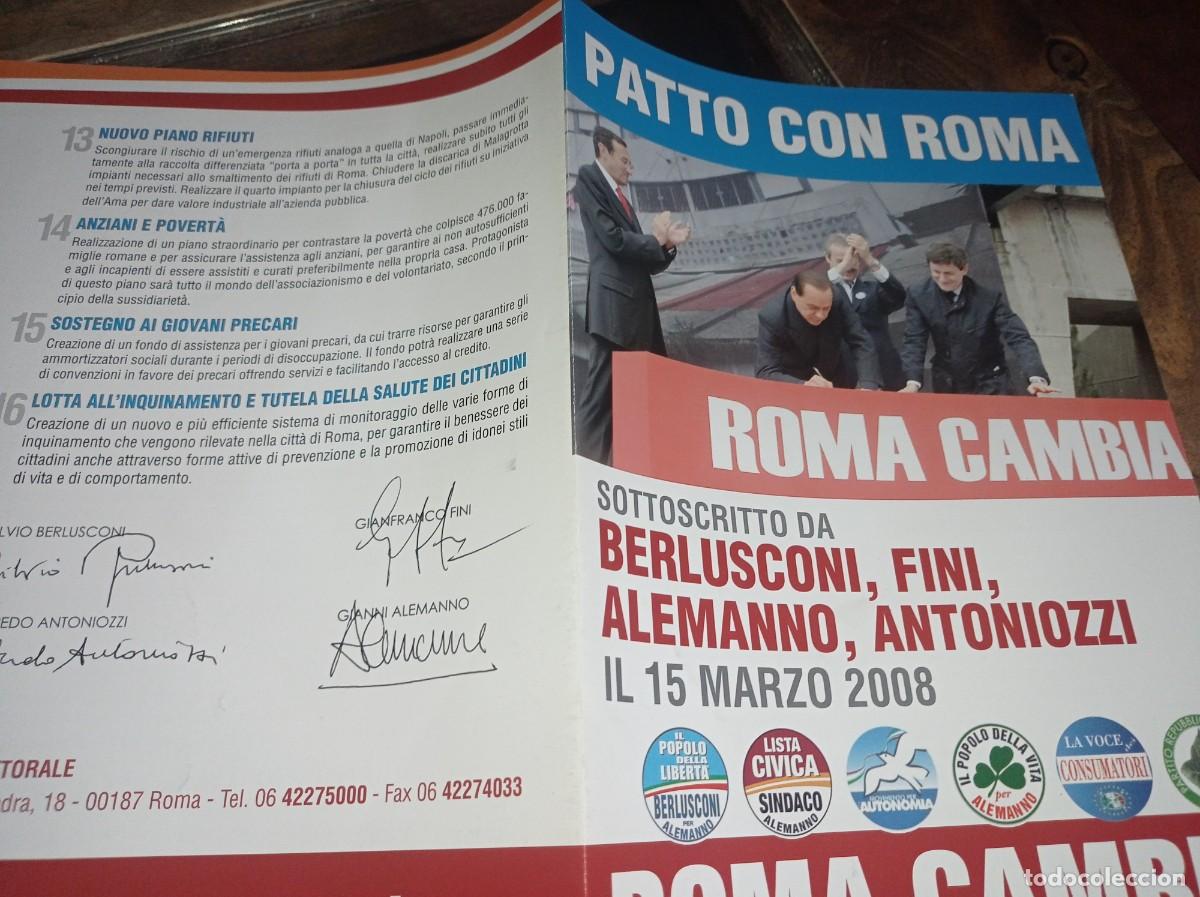 Otros art&iacute;culos de coleccionismo en papel: DIPTICO ELECCIONES ITALIANAS 2008. PATTO CON ROMA/ ROMA CAMBIA REF. UR MES 10