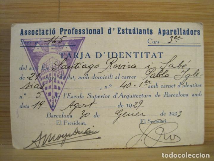Otros Art&iacute;culos de Coleccionismo en Papel: BARCELONA-ASSOCIACIO PROFESSIONAL ESTUDIANTS APARELLADORS-CARNET ANY 1933-VER FOTOS-(100.023)