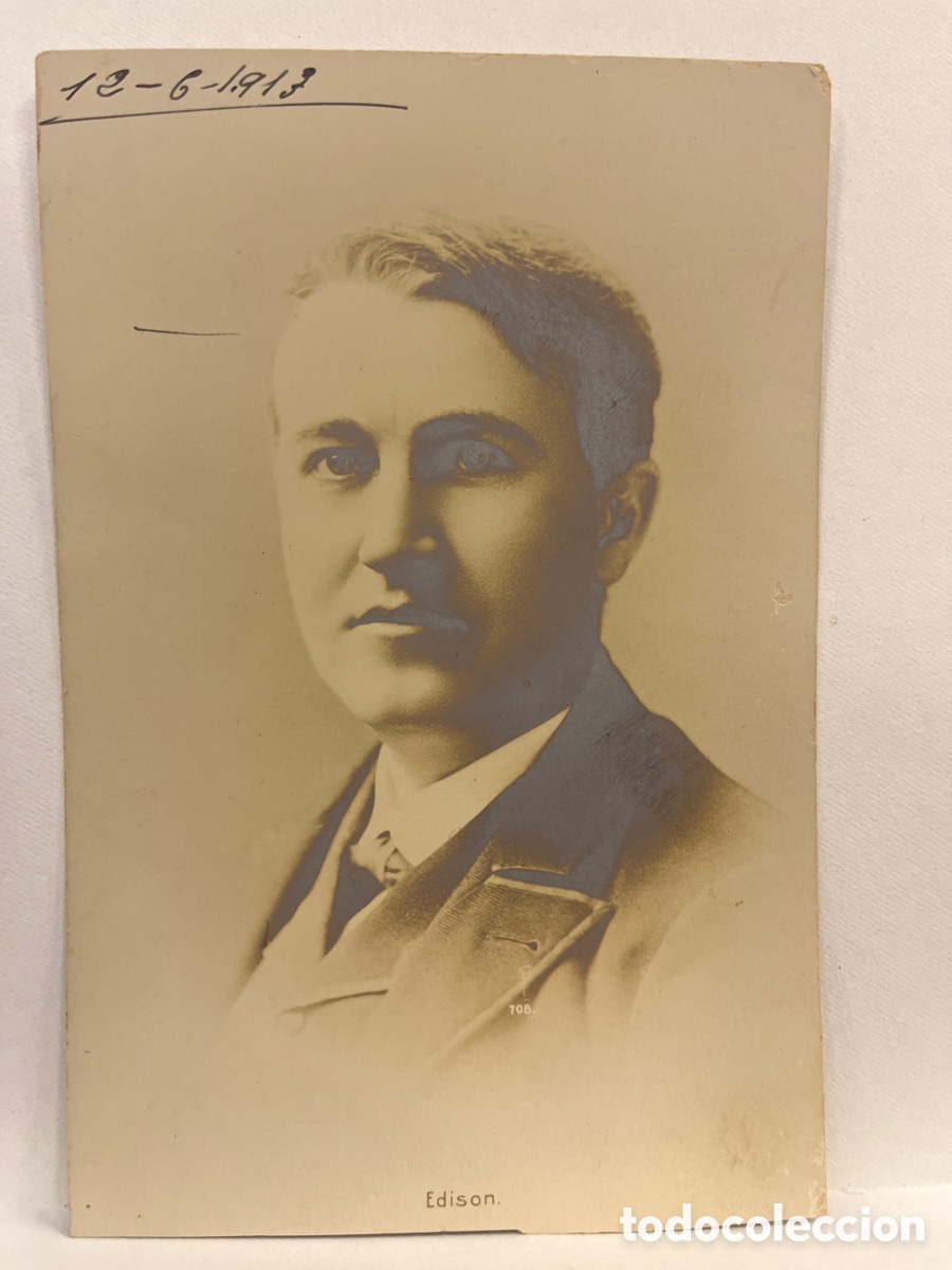 Outros artigos de papel: ANTIGUA TARJETA DE EDISON. CON SELLO DE LA CIUDAD DE ROMA, ALICANTE. 1913.