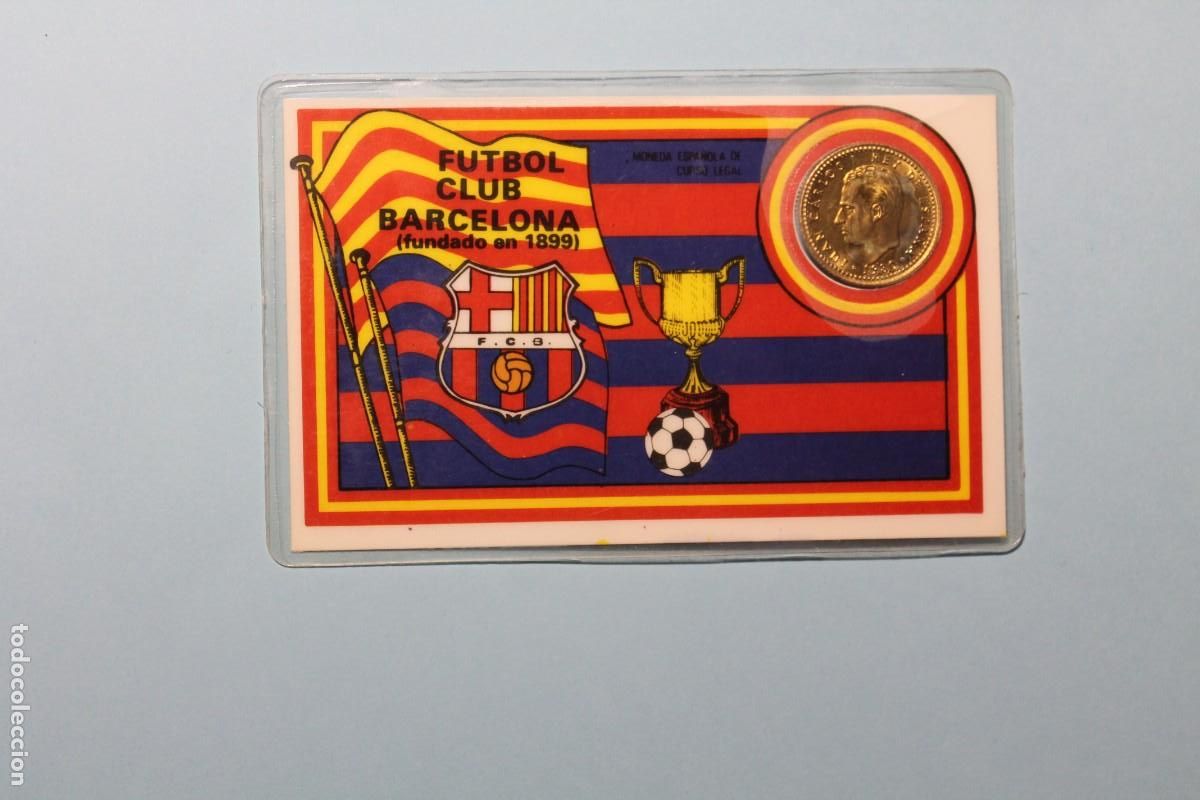 Otros Art&iacute;culos de Coleccionismo en Papel: ANTIGUA TARJETA PLASTIFICADA. FUTBOL CLUB BARCELONA. HISTORIAL. PERFECTA. PESETA INCLUIDA.