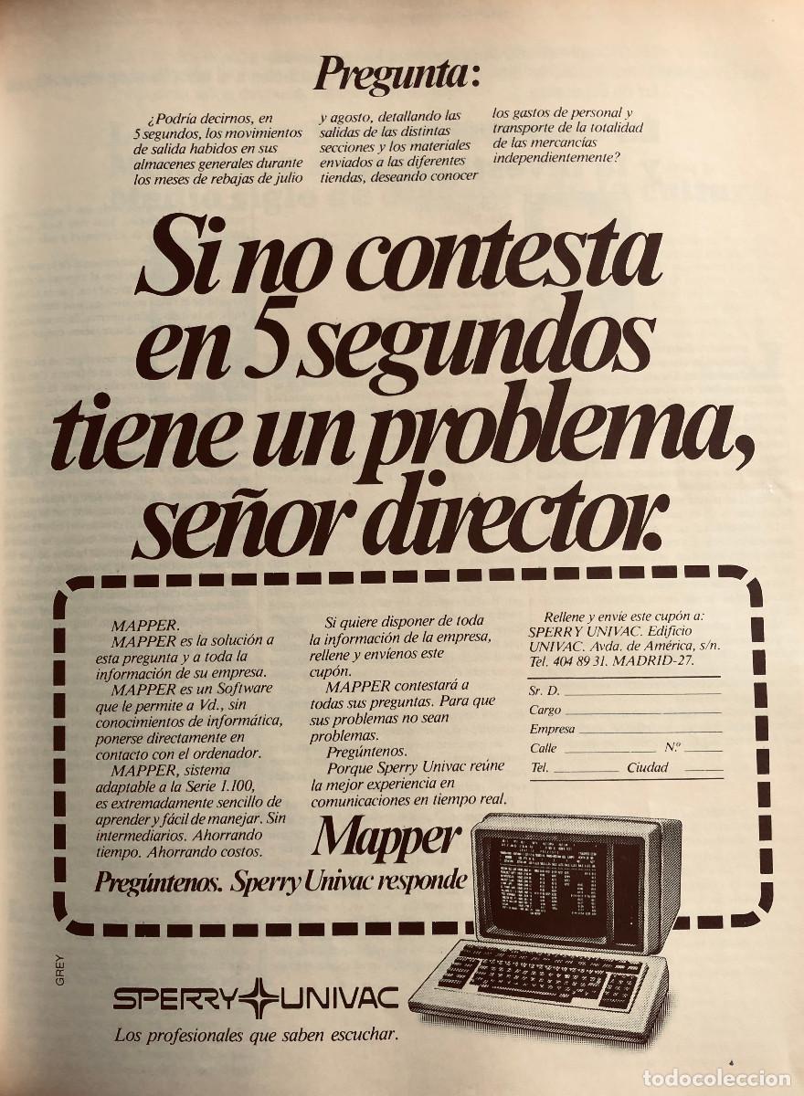 Otros Art&iacute;culos de Coleccionismo en Papel: Publicidad de ordenadores Sperry Univac Mapper. P&aacute;gina de revista original a&ntilde;o 1982. Buen estado.