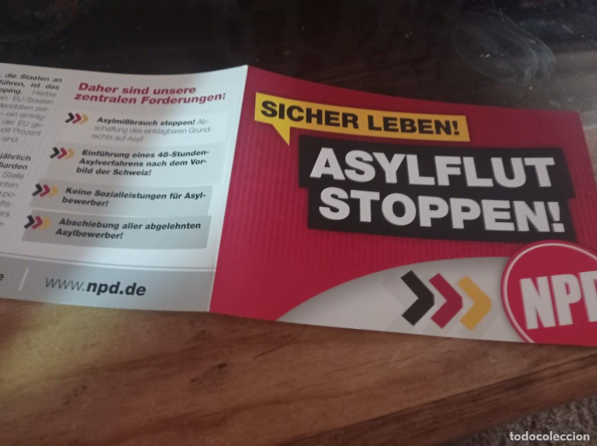 Otros art&iacute;culos de coleccionismo en papel: DIPTICO PUBLICIDAD PARTIDO ALEM&Aacute;N NPD ASYLFLUT STOPPEN! REF. UR MES 9
