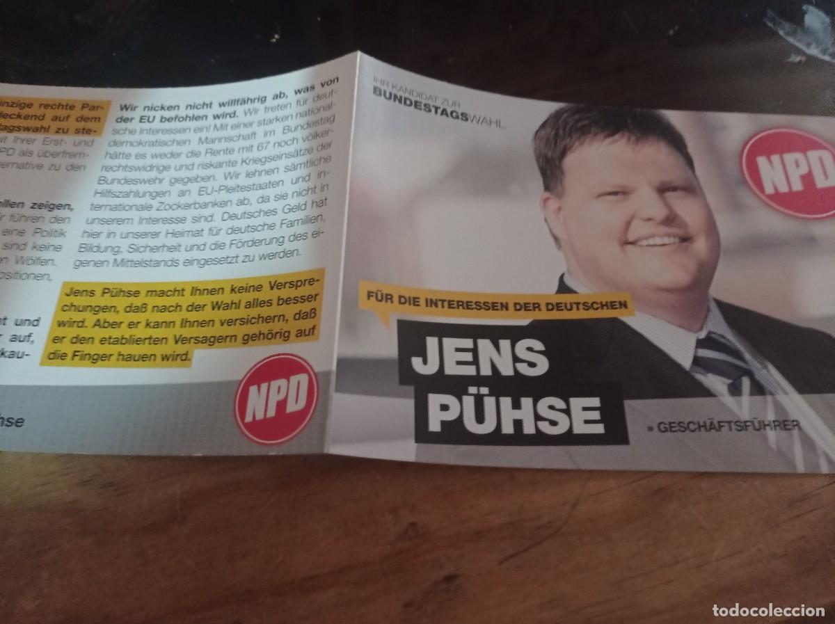 Otros art&iacute;culos de coleccionismo en papel: DIPTICO PUBLICIDAD PARTIDO ALEM&Aacute;N NPD JENS PUHSE REF. UR MES 9
