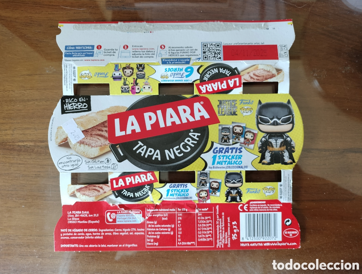 Outros artigos de papel: EMBALAJE DE CART&Oacute;N PACK PAT&Eacute; LA PIARA TAPA NEGRA PROMOCI&Oacute;N JUSTICE LEAGUE. LIGA DE LA JUSTICIA.
