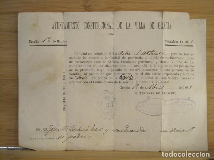 Otros art&iacute;culos de coleccionismo en papel: BARCELONA-AYUNTAMIENTO CONSTITUCIONAL DE LA VILLA DE GRACIA-DOCUMENTO A&Ntilde;O 1895-VER FOTOS-(K-8622)