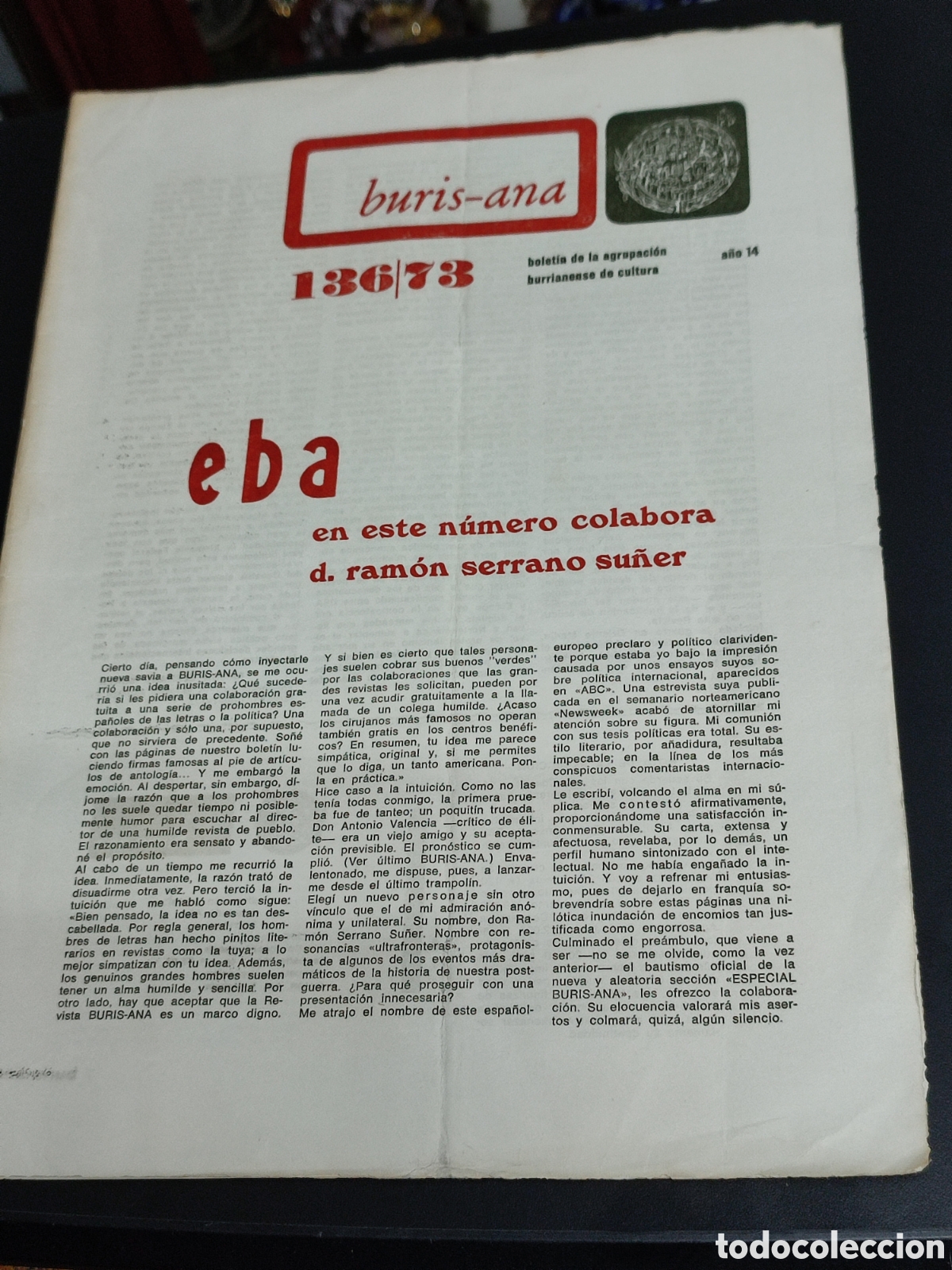 Collectionnisme Papier divers: Revista Borriana Buris ana n&uacute;mero 136 a&ntilde;o 1973