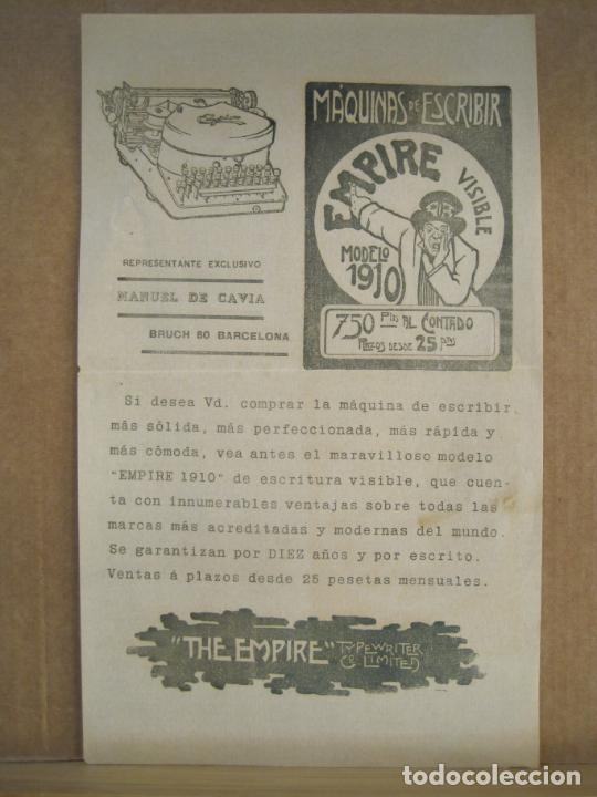 Sammelleidenschaft Andere Papierartikel: THE EMPIRE-MAQUINAS DE ESCRIBIR-BARCELONA-MANUEL DE CAVIA-PUBLICIDAD-VER FOTOS-(K-8702)