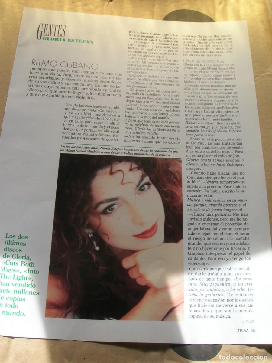 Otros Art&iacute;culos de Coleccionismo en Papel: Gloria Estefan. Ritmo cubano. Hoja recorte de revista Telva, a&ntilde;o 1993.