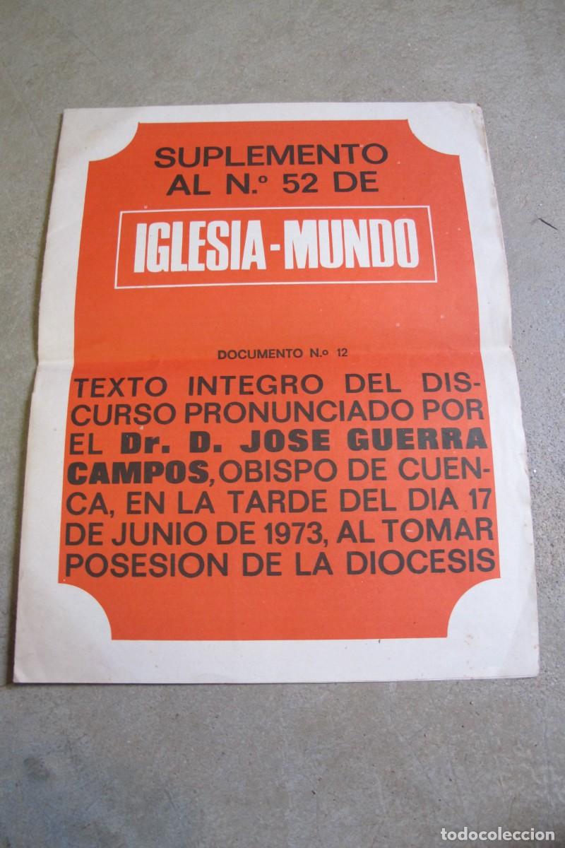 Sammelleidenschaft Andere Papierartikel: SUPLEMENTO AL N&ordm;52 DE IGLESIA-MUNDO. DUISCURSO JOSE GUERRA CAMPOS