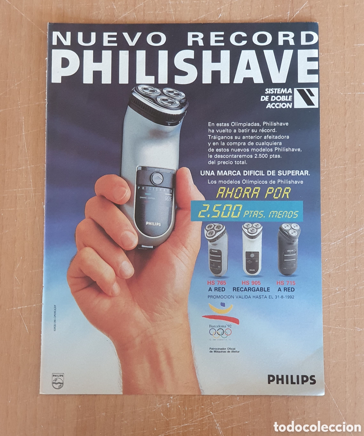 Otros art&iacute;culos de coleccionismo en papel: MAQUINILLA DE AFEITAR PUBLICIDAD PHILIPS PHILISHAVE OLIMPIADAS DE BARCELONA 1992 92 AFEITADORA