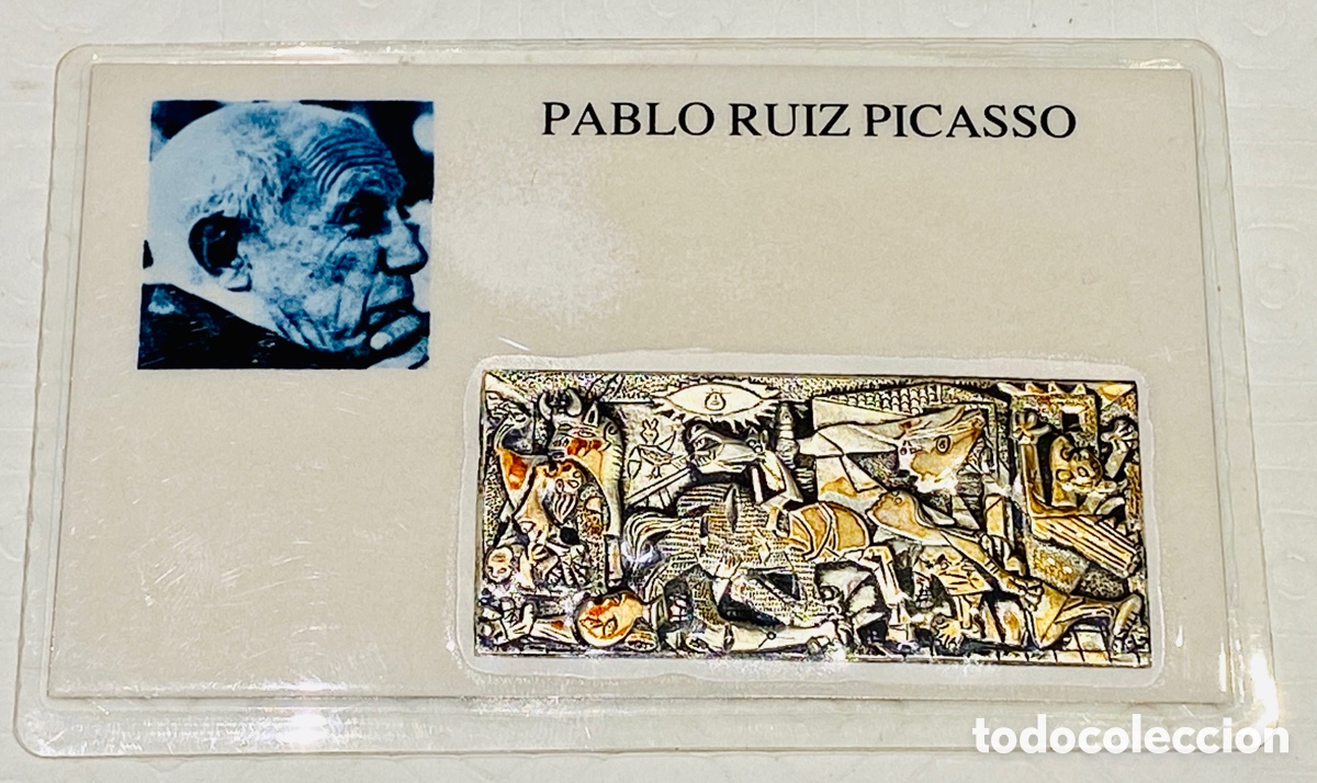 Otros Art&iacute;culos de Coleccionismo en Papel: Tarjeta conmemorativa Pablo Picasso con chapa Guernika en plata