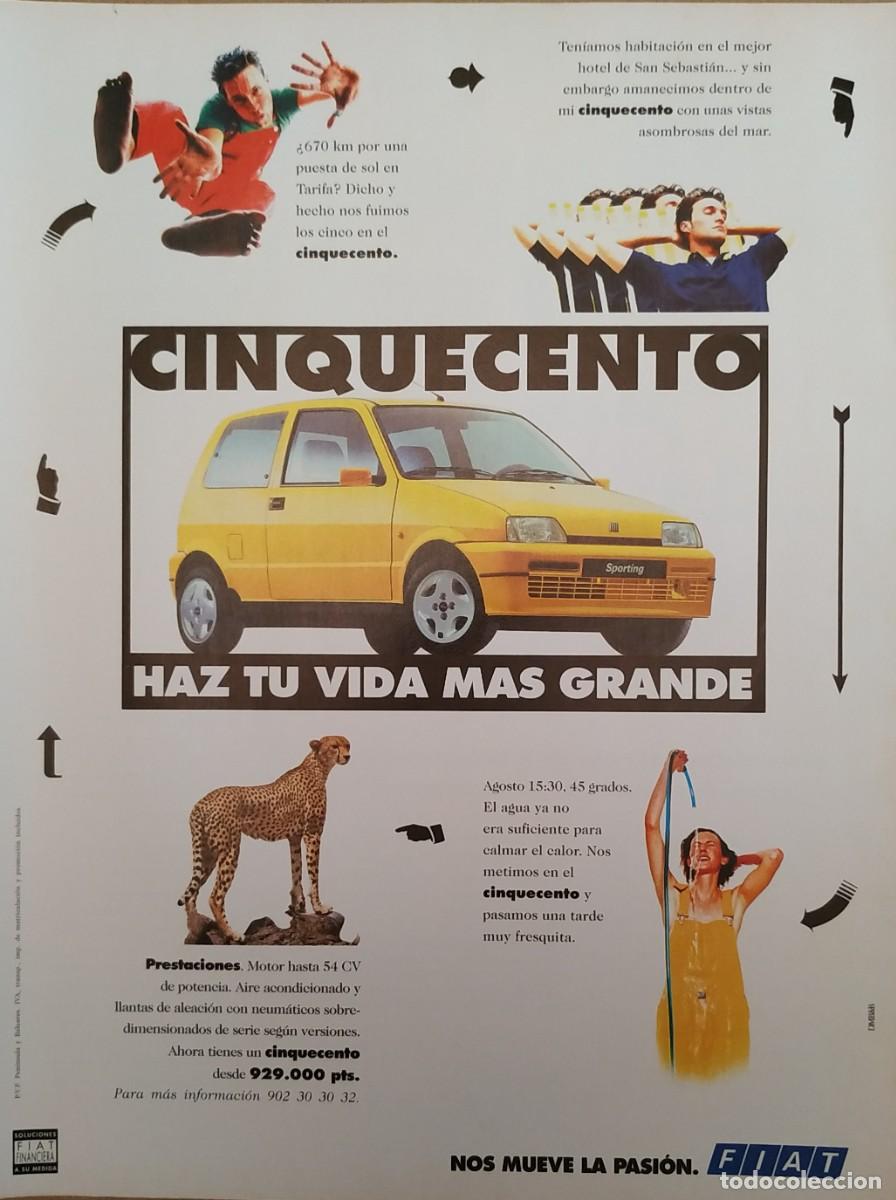 Otros Art&iacute;culos de Coleccionismo en Papel: ANTIGUO ANUNCIO PUBLICITARIO FIAT CINQUECENTO