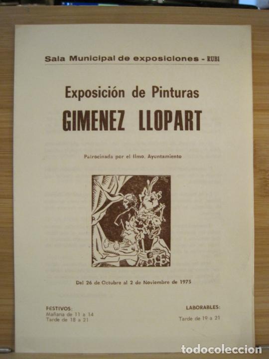 Otros art&iacute;culos de coleccionismo en papel: EXPOSICION DE PINTURAS GIMENEZ LLOPART-PROGRAMA CATALOGO A&Ntilde;O 1975-RUBI-VER FOTOS-(K-8803)
