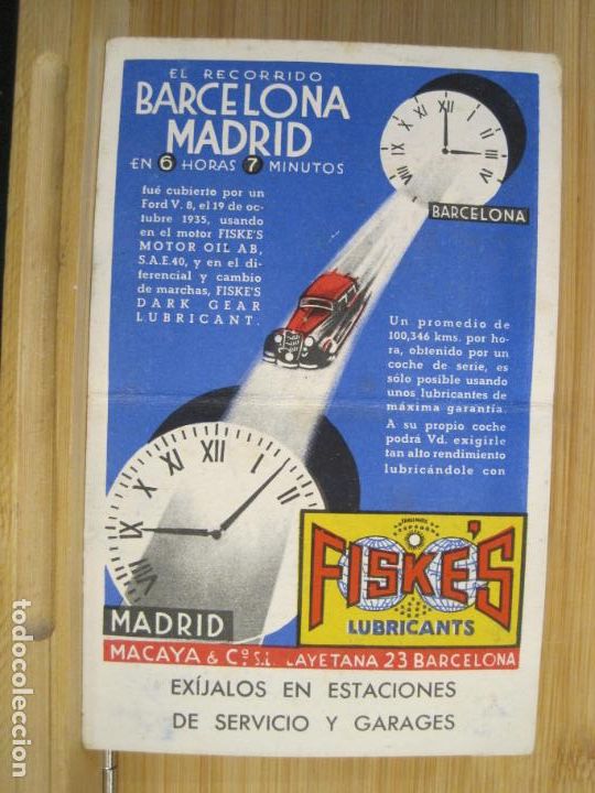 Paper Collecting Others: LUBRICANTES FISKE'S-PUBLICIDAD ANTIGUA-VER FOTOS-(100.423)