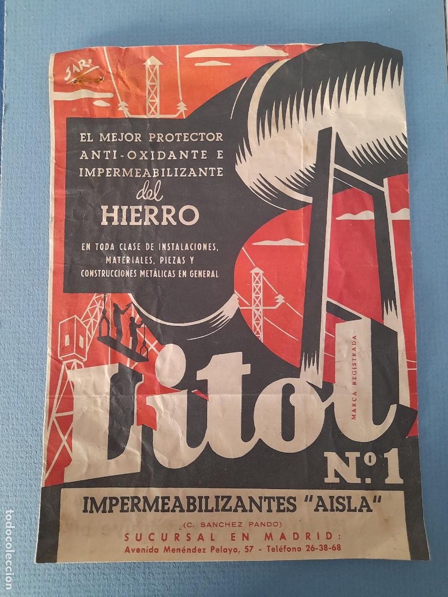 Otros art&iacute;culos de coleccionismo en papel: folleto impermeabilizantes aisla, litol n&ordm;1 (diptico, 15x21cm aprox, se&ntilde;ales de edad)