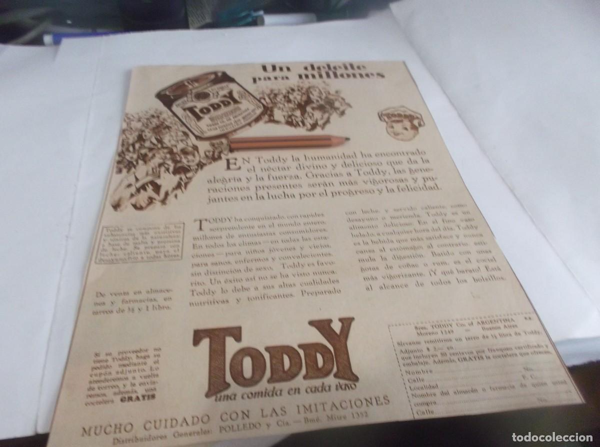 Otros Art&iacute;culos de Coleccionismo en Papel: RECORTE PUBLICIDAD A&Ntilde;O 1929.- TODDY - UN DELEITE PARA MILLONES-BUENOS AIRES -ARGENTINA