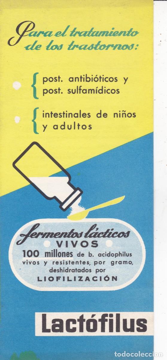 Otros Art&iacute;culos de Coleccionismo en Papel: lact&oacute;filus fermentos l&aacute;cticos vivos instituto llorente Madrid a&ntilde;os 50 tama&ntilde;o 9x21 ctms