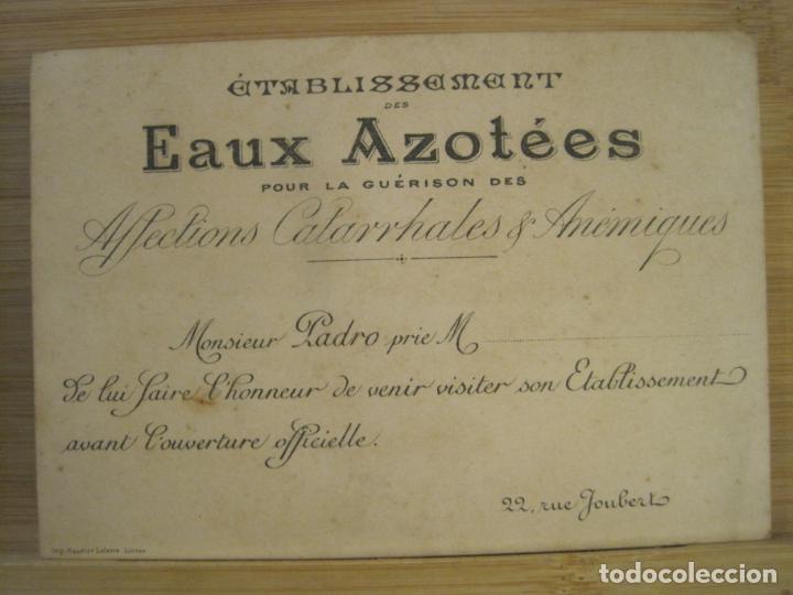 Otros art&iacute;culos de coleccionismo en papel: AGUAS AZOADAS-ETABLISSEMENT DES EAUX AZOTEES-PUBLICIDAD ANTIGUA-VER FOTOS-(100.642)