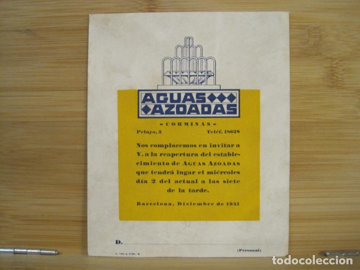 Otros art&iacute;culos de coleccionismo en papel: BARCELONA-AGUAS AZOADAS-CORMINAS-INVITACION ANTIGUA-DICIEMBRE 1931-VER FOTOS-(K-8867)