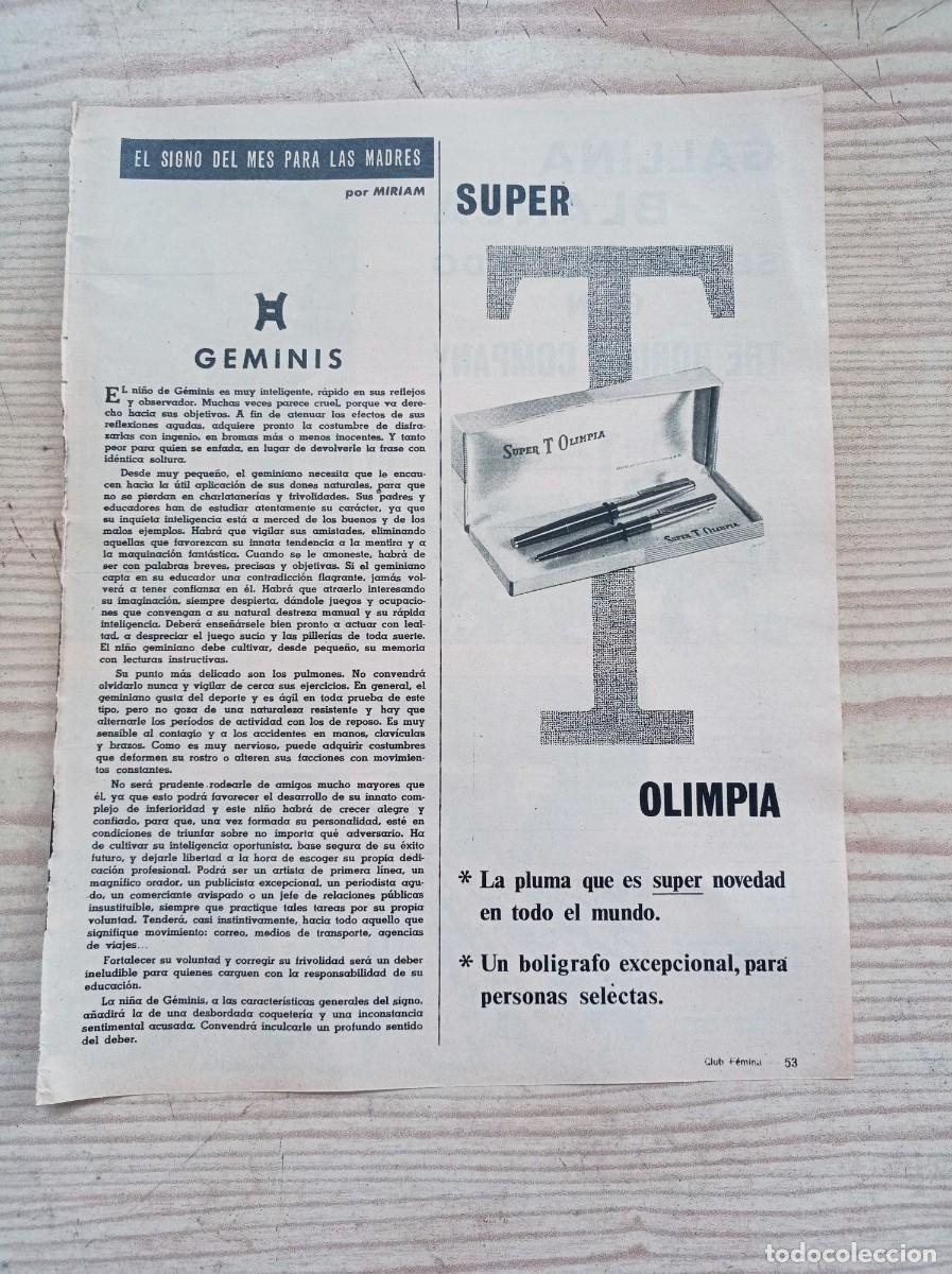 Paper Collecting Others: Hoja Publicidad Boligrafo Super T Olimpia - A&ntilde;os 60