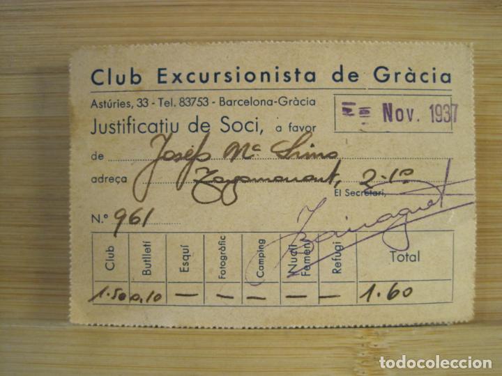 Otros Art&iacute;culos de Coleccionismo en Papel: GUERRA CIVIL-BARCELONA-CLUB EXCURSIONISTA DE GRACIA-SOCI ANY 1937-VER FOTOS-(100.751)