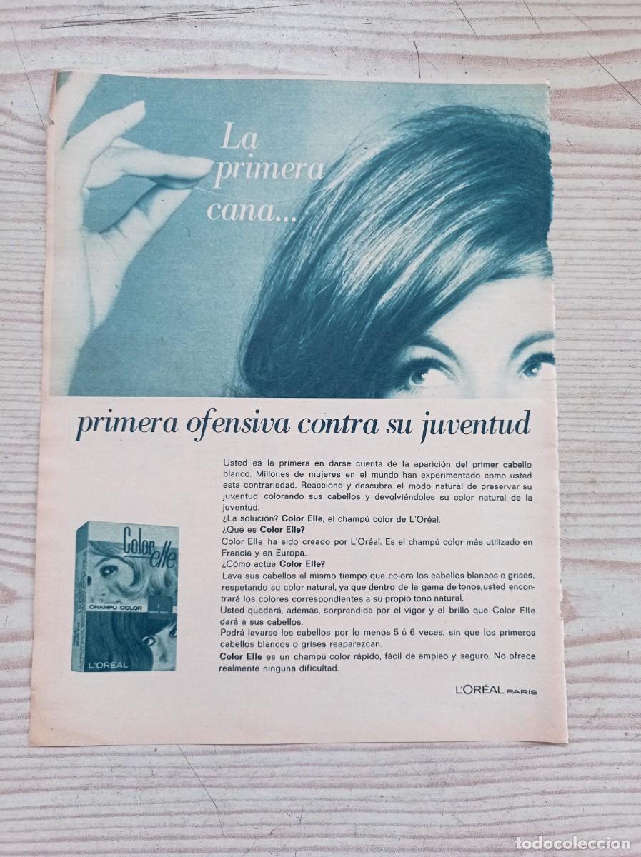 Outros artigos de papel: Hoja Publicidad Color Elle L&acute;oreal Paris - A&ntilde;os 60