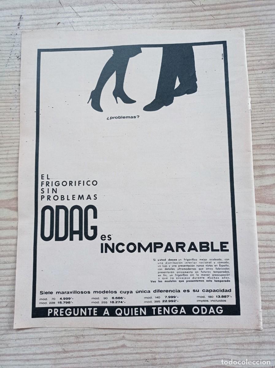 Outros artigos de papel: Hoja Publicidad Frigorifico ODAG - A&ntilde;os 60 - Lote 1