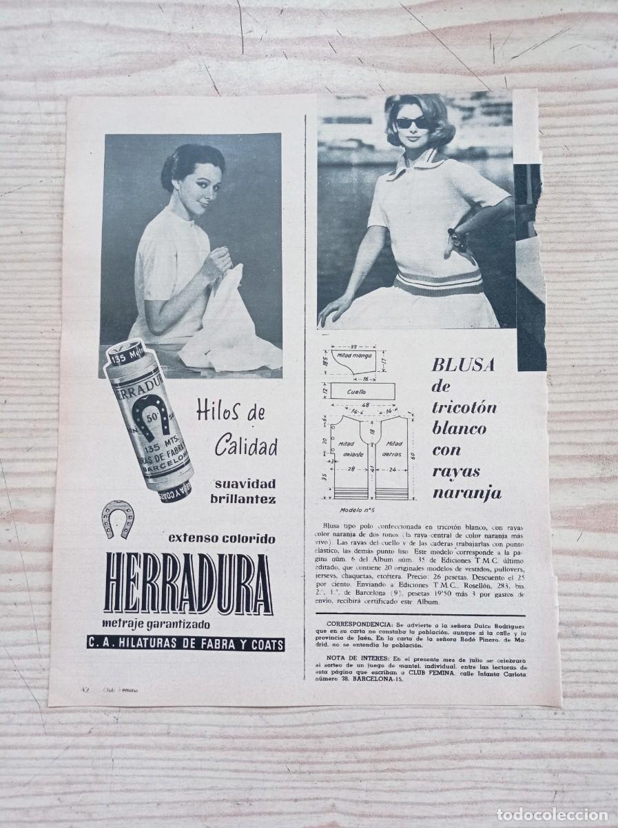 Outros artigos de papel: Hoja Publicidad Hilos Herradura - A&ntilde;os 60
