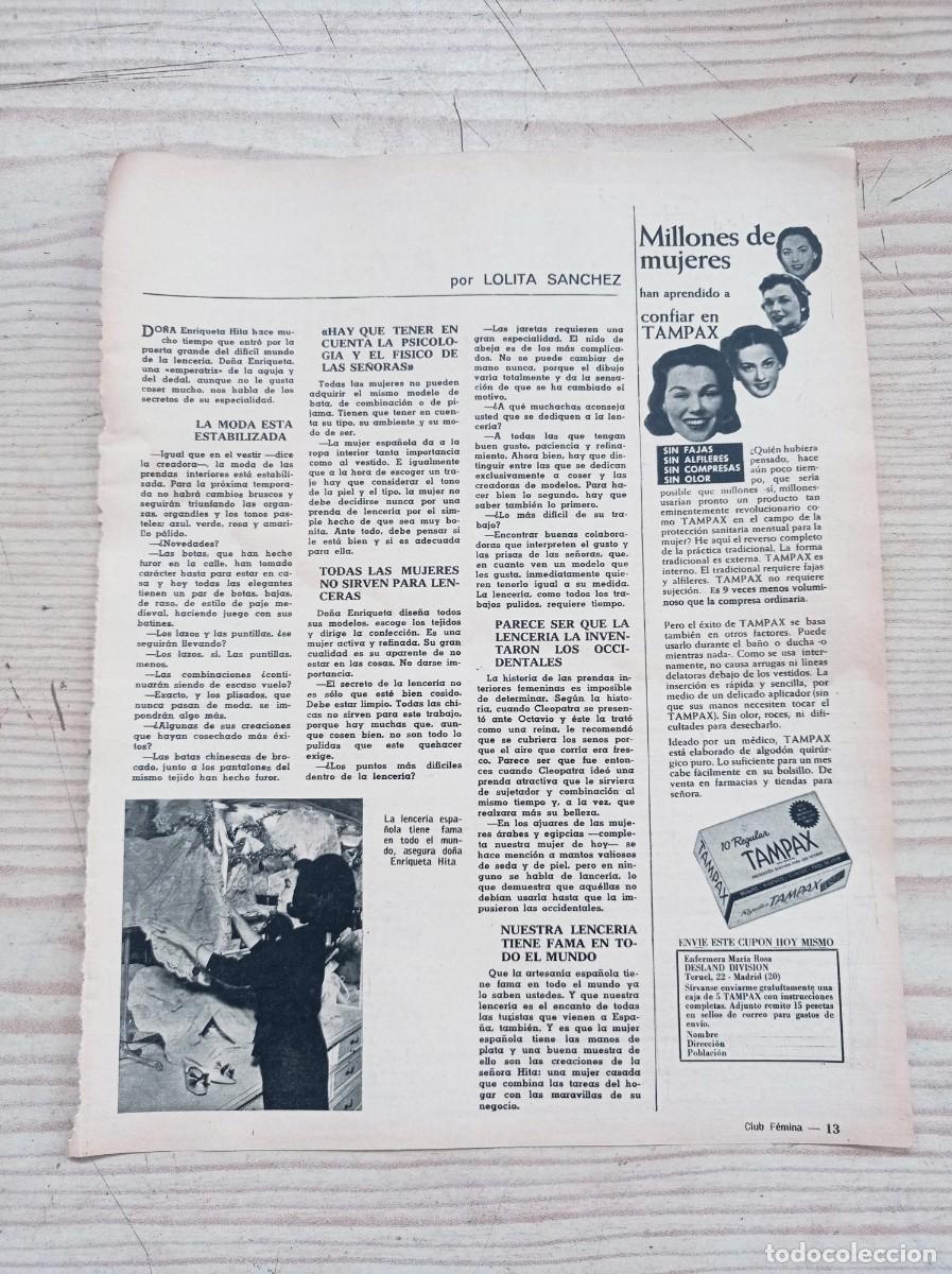 Paper Collecting Others: Hoja Publicidad TAMPAX - A&ntilde;os 60