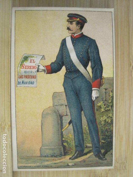 Otros Art&iacute;culos de Coleccionismo en Papel: EL SERENO DEL BARRIO JUAN CRESPI-FELICITACION ANTIGUA DE NAVIDAD-VER FOTOS-(100.903)