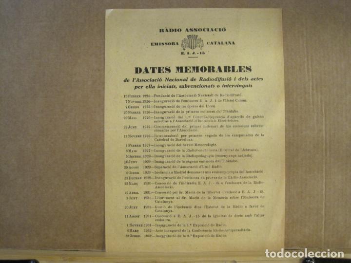 Sammelleidenschaft Andere Papierartikel: RADIO ASSOCIACIO EMISSORA CATALANA-DATES MEMORABLES-VER FOTOS-(K-8961)