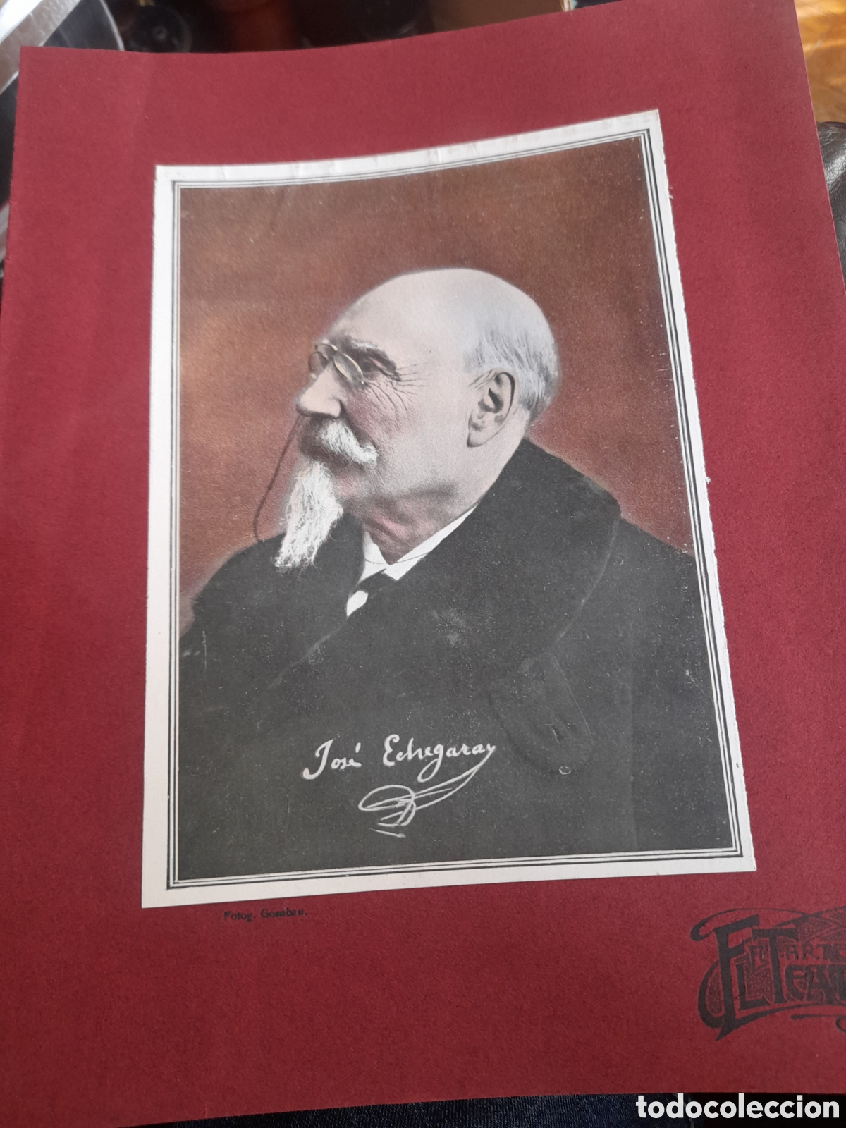 Otros Art&iacute;culos de Coleccionismo en Papel: Antigua cromo fotograf&iacute;a doble, Jos&eacute; Echegaray, El Arte en el Teatro