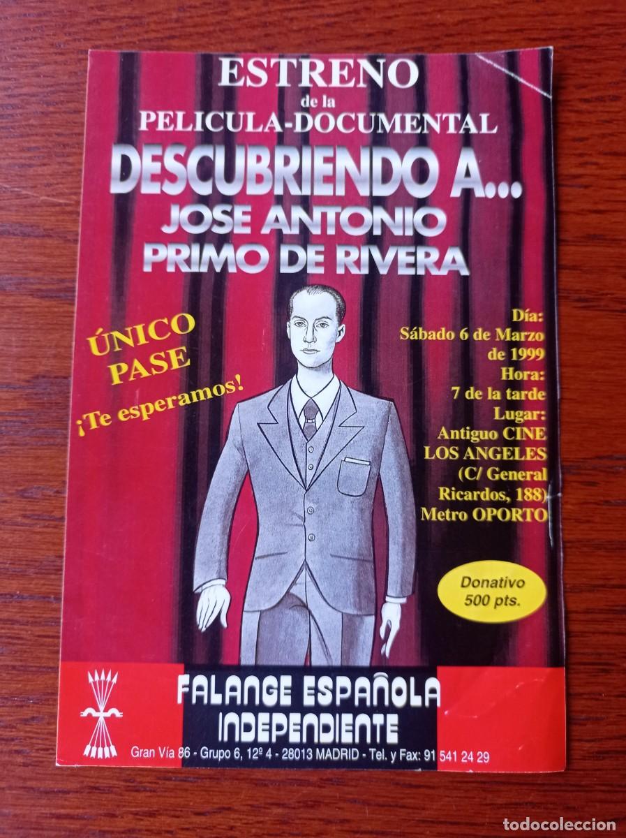 Otros art&iacute;culos de coleccionismo en papel: FLYER ANUNCIO PELICULA DESCUBRIENDO A JOS&Eacute; ANTONIO. FALANGE INDEPENDIENTE REF. UR MES 3 G