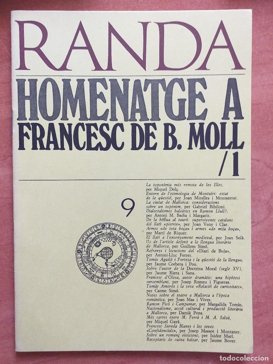 Otros Art&iacute;culos de Coleccionismo en Papel: RANDA - HOMENAT A FRANCESC DE B. MOLL - 1 - RECEPTARI DE CUINA BALEAR