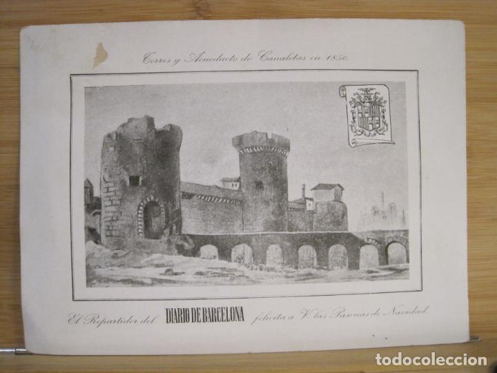 Otros Art&iacute;culos de Coleccionismo en Papel: EL REPARTIDOR DEL DIARIO DE BARCELONA-TORRES Y ACUEDUCTO DE CANALETAS-FELICITACION ANTIGUA-(K-9026)