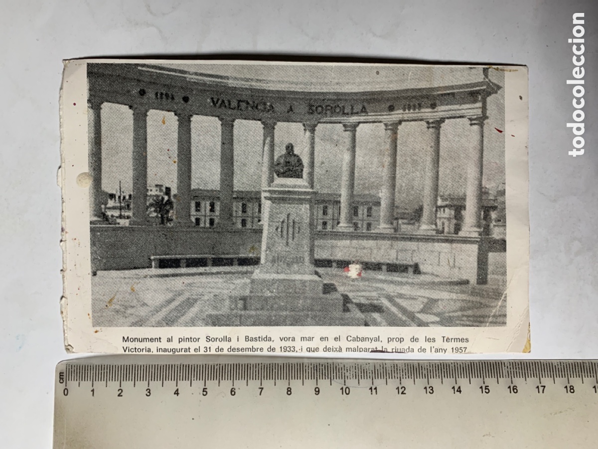 Otros Art&iacute;culos de Coleccionismo en Papel: MONUMENT AL PINTOR J.SOROLLA I BASTIDA, VORA MAR EN EL CABANYAL, INAUGURAT 31 DESEMBRE 1933, MALPARA