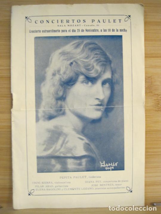 Otros Art&iacute;culos de Coleccionismo en Papel: BARCELONA-CONCIERTOS PAULET-SALA MOZART-PROGRAMA ANTIGUO-VER FOTOS-(K-9152)