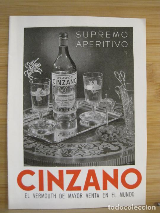 Paper Collecting Others: CINZANO EL VERMOUTH DE MAYOR VENTA EN EL MUNDO-PUBLICIDAD ANTIGUA-VER FOTOS-(K-9161)