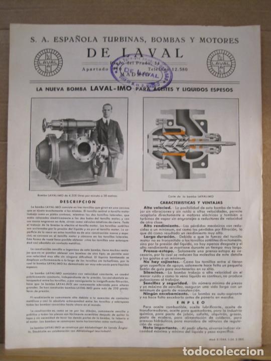 Sammelleidenschaft Andere Papierartikel: MADRID-SA ESPA&Ntilde;OLA TURBINAS BOMBAS Y MOTORES DE LAVAL-PUBLICIDAD ANTIGUA-VER FOTOS-(V-24.009)