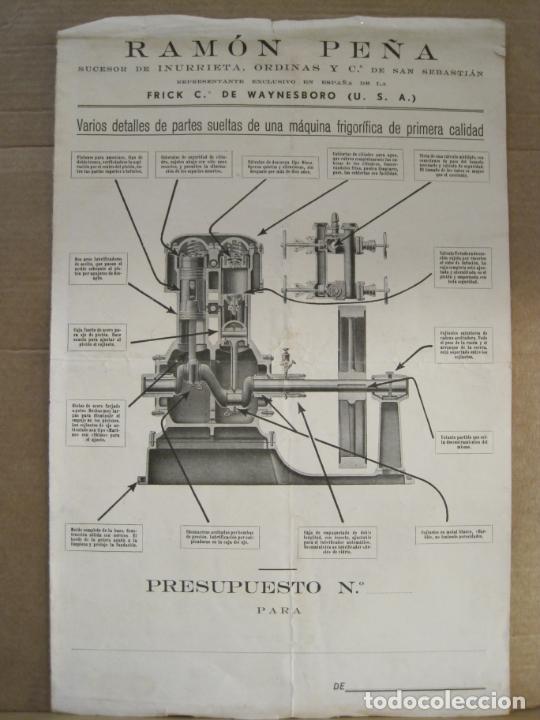 Altri oggetti di carta: MAQUINA FRIGORIFICA PRIMERA CALIDAD-RAMON PE&Ntilde;A-SAN SEBASTIAN-PUBLICIDAD ANTIGUA-VER FOTOS-(K-9205)