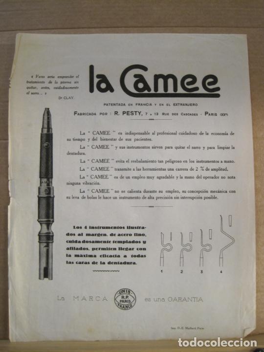 Altri oggetti di carta: ODONTOLOGIA-LA CAMEE-PARA LIMPIAR EL SARRO-PUBLICIDAD ANTIGUA DENTISTAS-VER FOTOS-(V-24.014)
