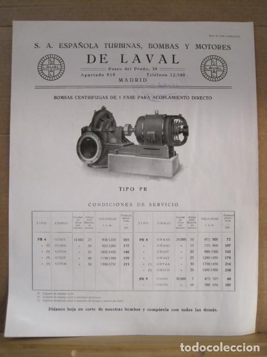 Altri oggetti di carta: SA ESPA&Ntilde;OLA TURBINAS BOMBAS Y MOTORES LAVAL-TIPO PR-PUBLICIDAD ANTIGUA-VER FOTOS-(V-24.025)