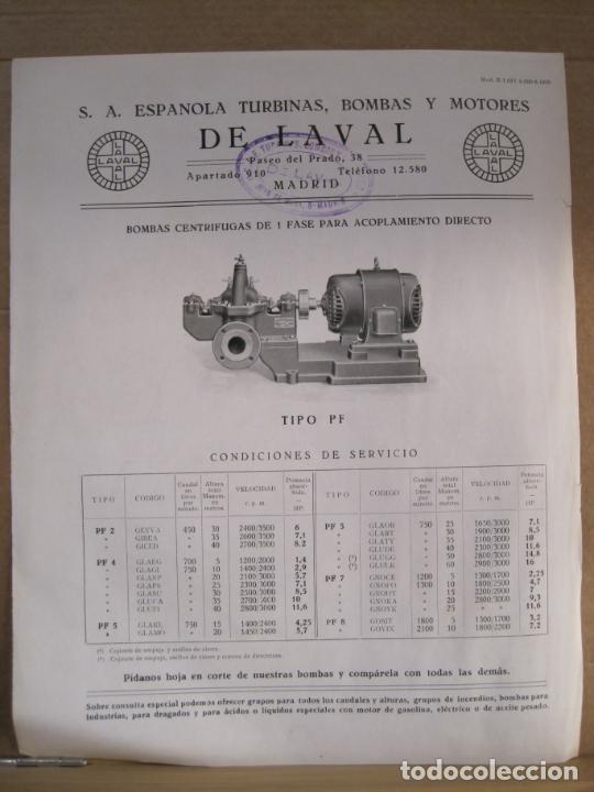 Altri oggetti di carta: SA ESPA&Ntilde;OLA TURBINAS BOMBAS Y MOTORES LAVAL-TIPO PF-PUBLICIDAD ANTIGUA-VER FOTOS-(V-24.027)