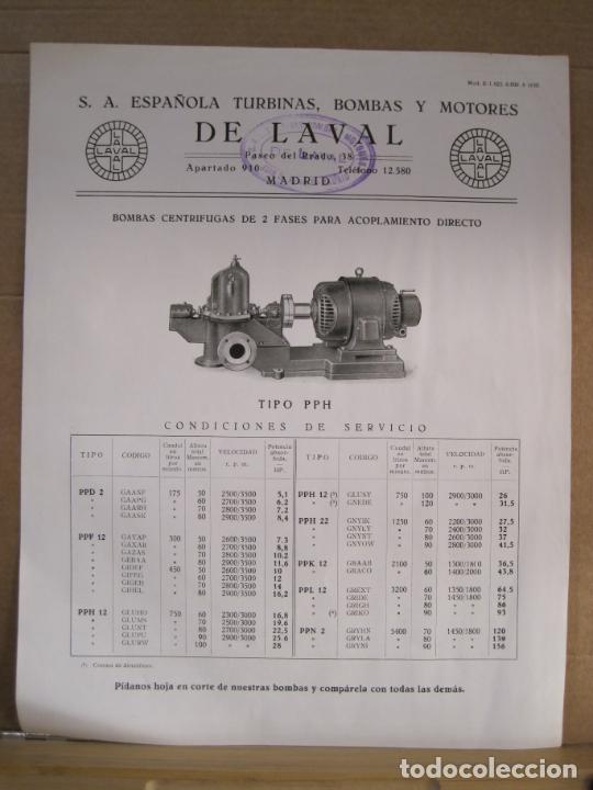 Altri oggetti di carta: SA ESPA&Ntilde;OLA TURBINAS BOMBAS Y MOTORES LAVAL-TIPO PPH-PUBLICIDAD ANTIGUA-VER FOTOS-(V-24.028)