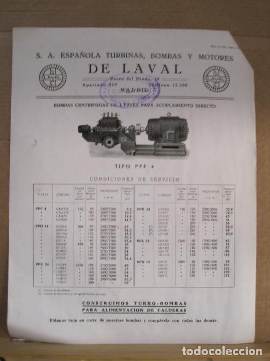 Sammelleidenschaft Andere Papierartikel: SA ESPA&Ntilde;OLA TURBINAS BOMBAS Y MOTORES LAVAL-TIPO PPF 4-PUBLICIDAD ANTIGUA-VER FOTOS-(V-24.029)