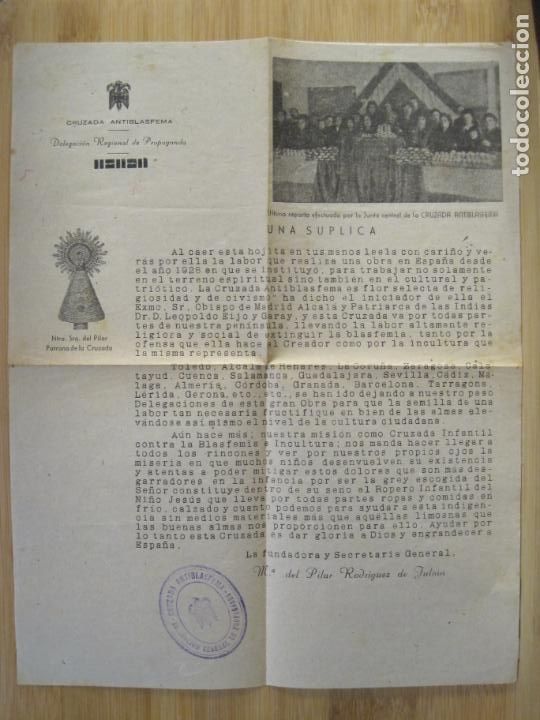 Sammelleidenschaft Andere Papierartikel: BARCELONA-CRUZADA ANTIBLASFEMA-DELEGACION REGIONAL PROPAGANDA-NTRA SRA DEL PILAR-VER FOTOS-(K-9247)