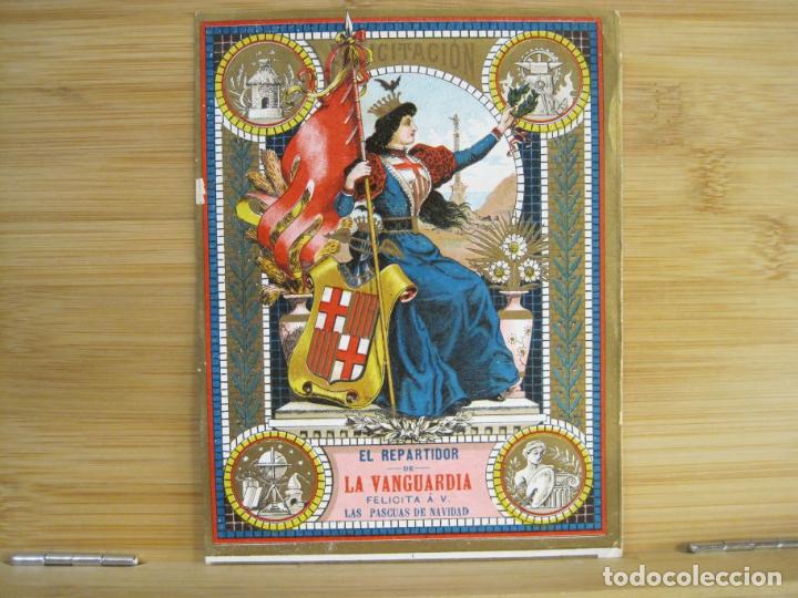 Altri oggetti di carta: EL REPARTIDOR DE LA VANGUARDIA-FELICITACION ANTIGUA ORIGINAL-VER FOTOS-(K-9248)