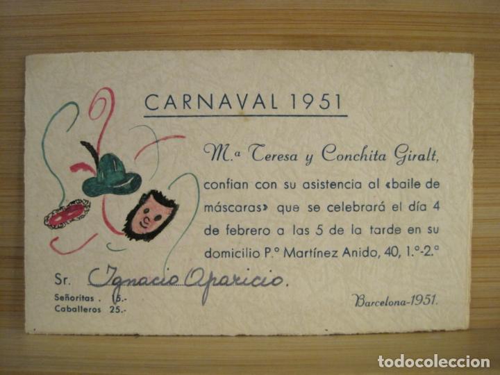 Altri oggetti di carta: BARCELONA-M&ordf; TERESA Y CONCHITA GIRALT-BAILE DE MASCARAS-A&Ntilde;O 1951-INVITACION-VER FOTOS-(101.152)