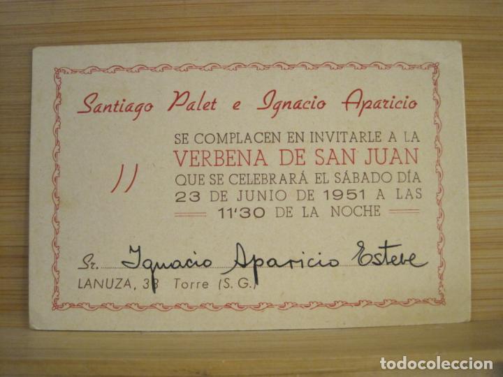 Altri oggetti di carta: BARCELONA-SANTIAGO PALET-VERBENA DE SAN JUAN-A&Ntilde;O 1951-INVITACION-VER FOTOS-(101.153)